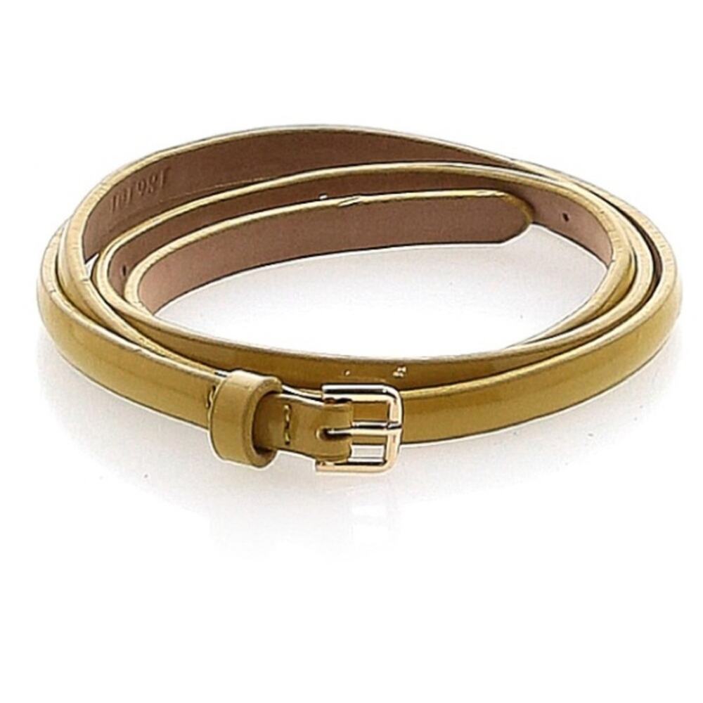 Mustard Yellow Faux Patent Leather Skinny Belt M